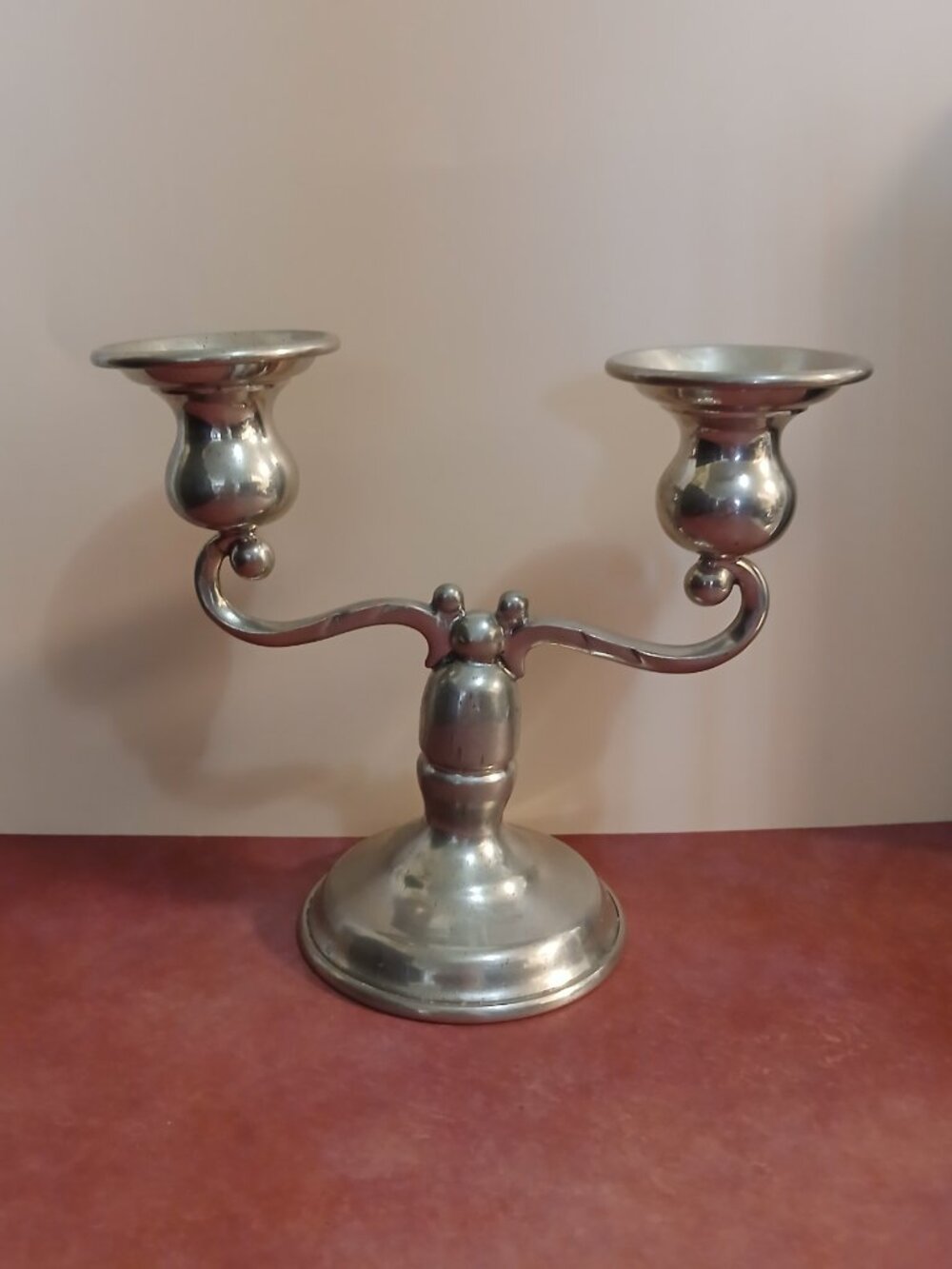 Vintage Kirk Stieff Pewter Candelabra-Double Arm